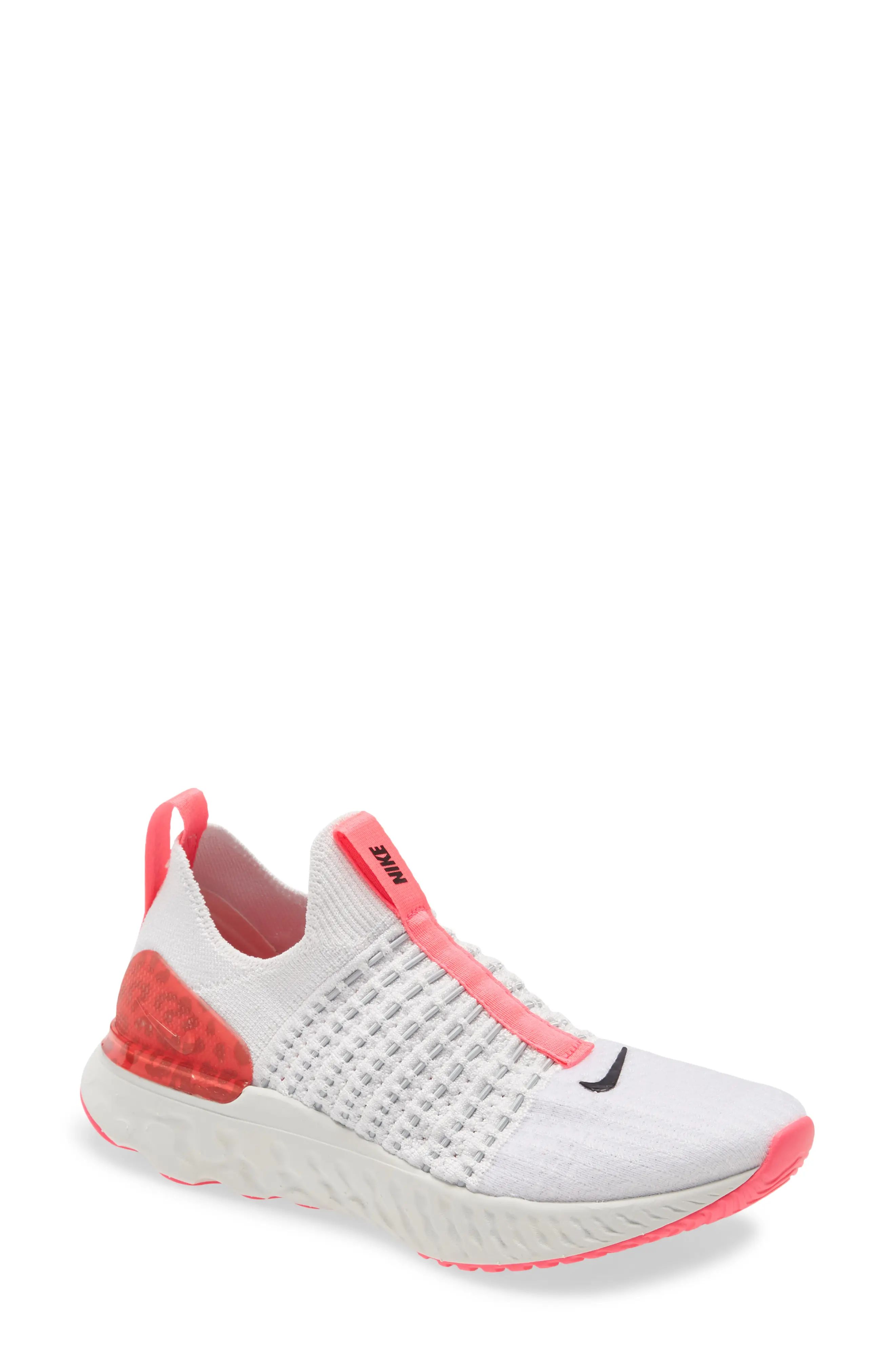 Nike React Phantom Run Flyknit 2 Running Shoe, Size 11 in Platinum Tint/Black/Pink at Nordstrom | Nordstrom