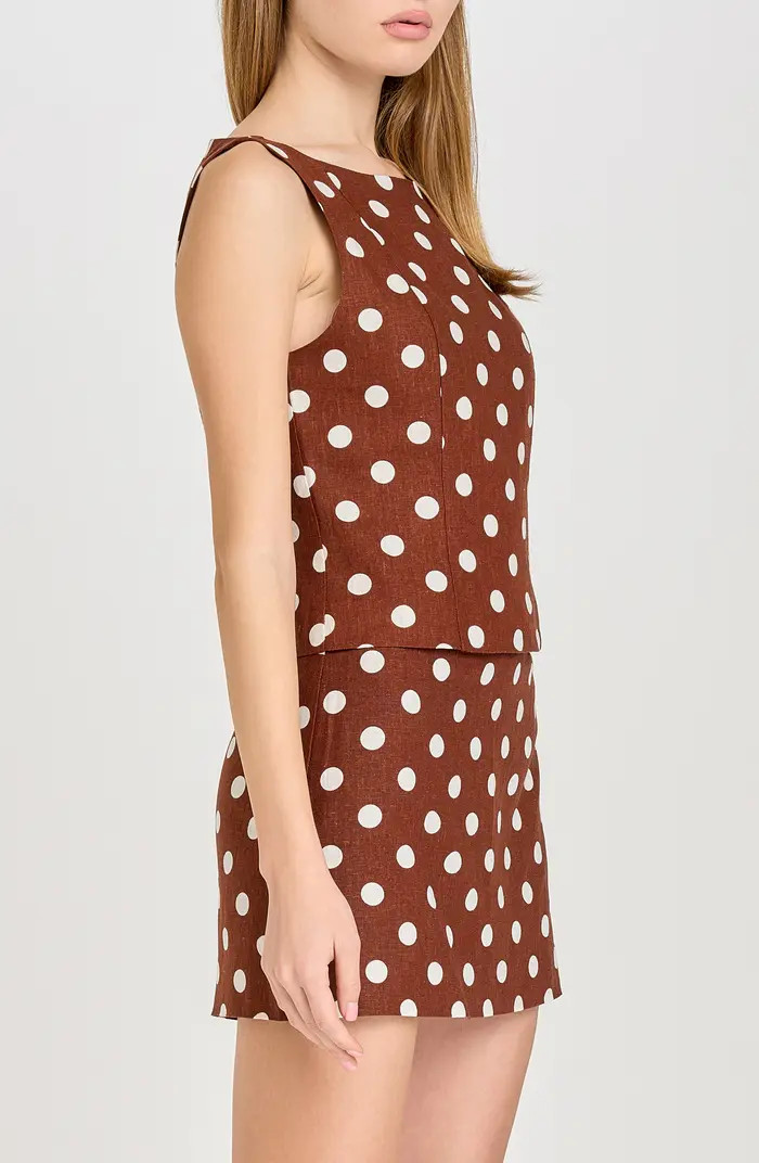 Elle Polka Dot Sleeveless Linen Blend Shell | Nordstrom