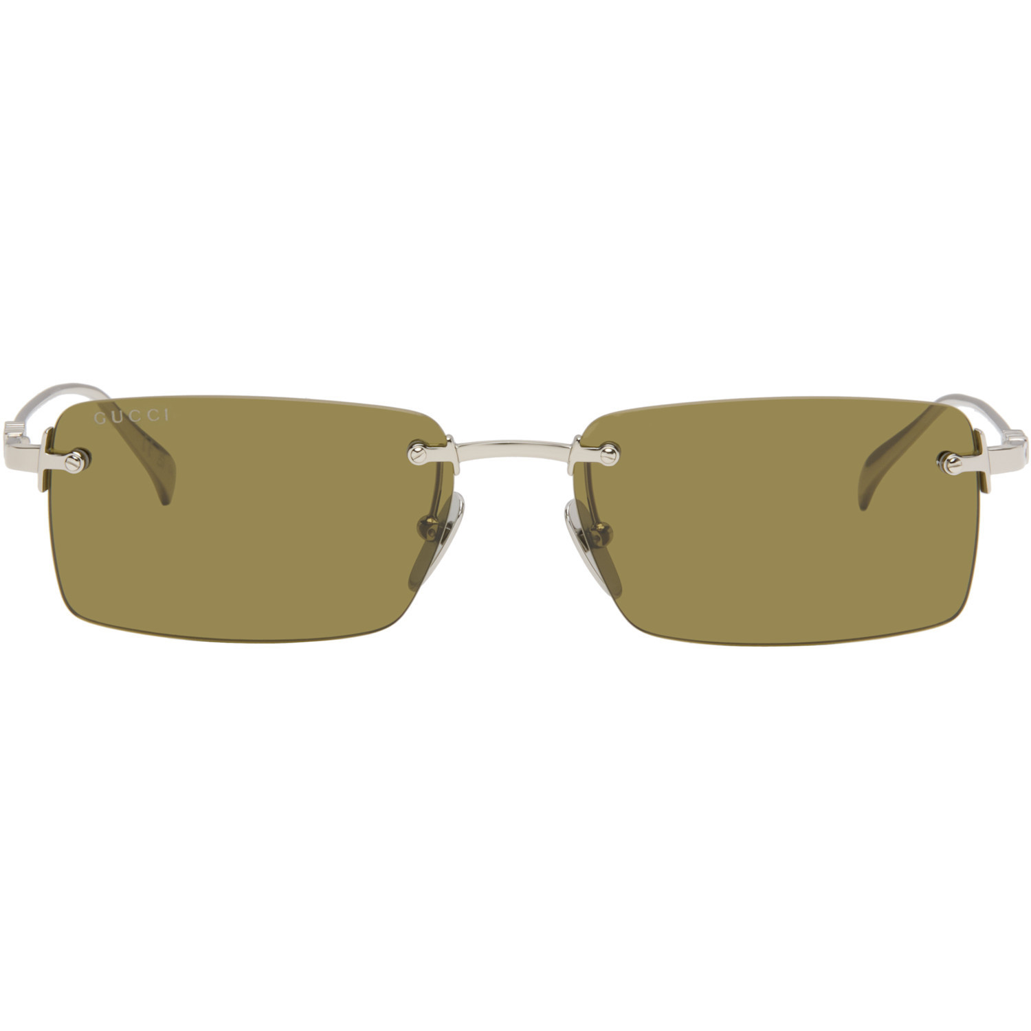 Gucci Silver Rectangular Frame Sunglasses | SSENSE