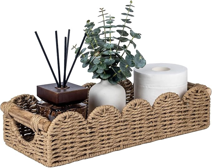 CubesLand Bathroom Basket Organizer w/Cut Out Handle, Back of Toilet Paper Storage Baskets Tray f... | Amazon (US)
