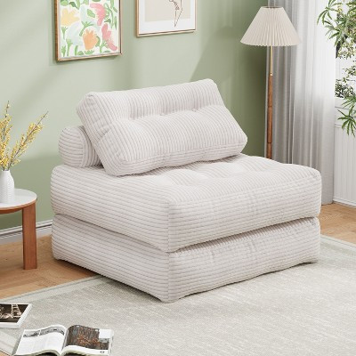 Folding Sofa Bed, Convertible Chair with Pillow Foldable Couch with Back Support, Portable Fold Out Chair Bed Comfy Floor Sofa Lounge White | Target