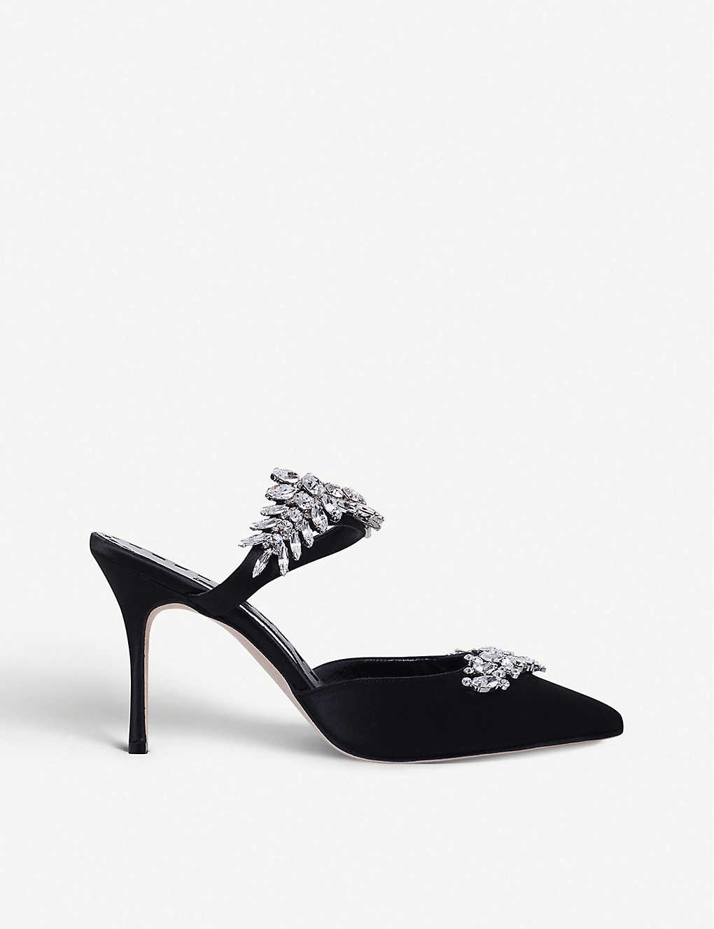 Lurum 90 crystal-embellished satin mules | Selfridges