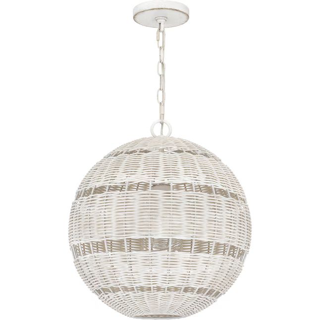Quoizel Lindendale Antique White Transitional Clear Glass Globe Hanging Pendant Light | Lowe's