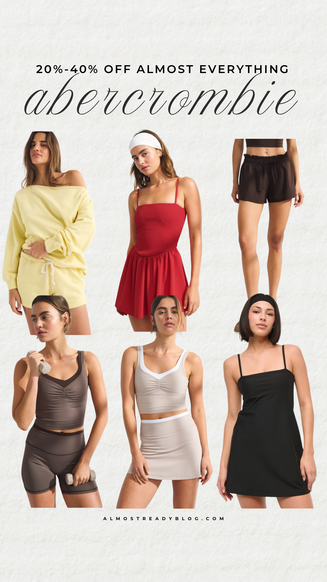 Abercrombie 20%-40% off almost everything, activewear sale, tennis dress, summer casual outfits, everyday summer style, vacation ready outfits, casual weekend look, effortless summer fashion, lounge set, activewear set, tennis outfit

#LTKActive #LTKSaleAlert