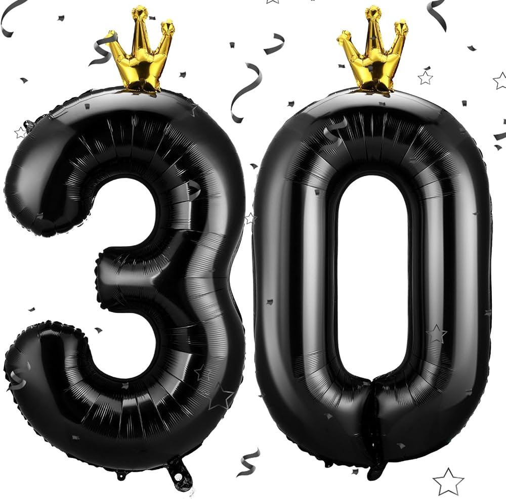BBTO 40 Inch Number 30 Balloons Jumbo Number 30 Foil Party Balloons Giant Foil Helium 30 Balloons... | Amazon (US)