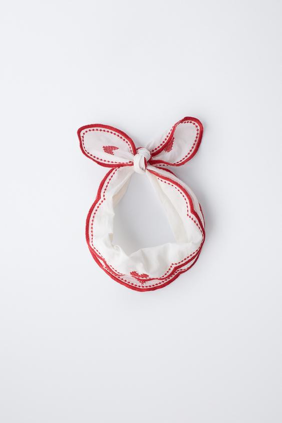 WAVE EMBROIDERED HEART BANDANA | Zara US