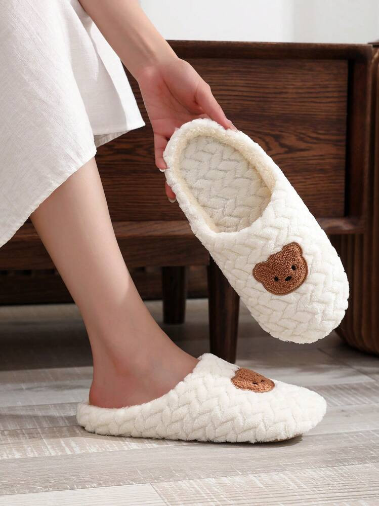 Women Soft Lightweight Indoor Slippers, Cute White Bear Design, Autumn/Winter, Elegant College Style, One Pair | SHEIN