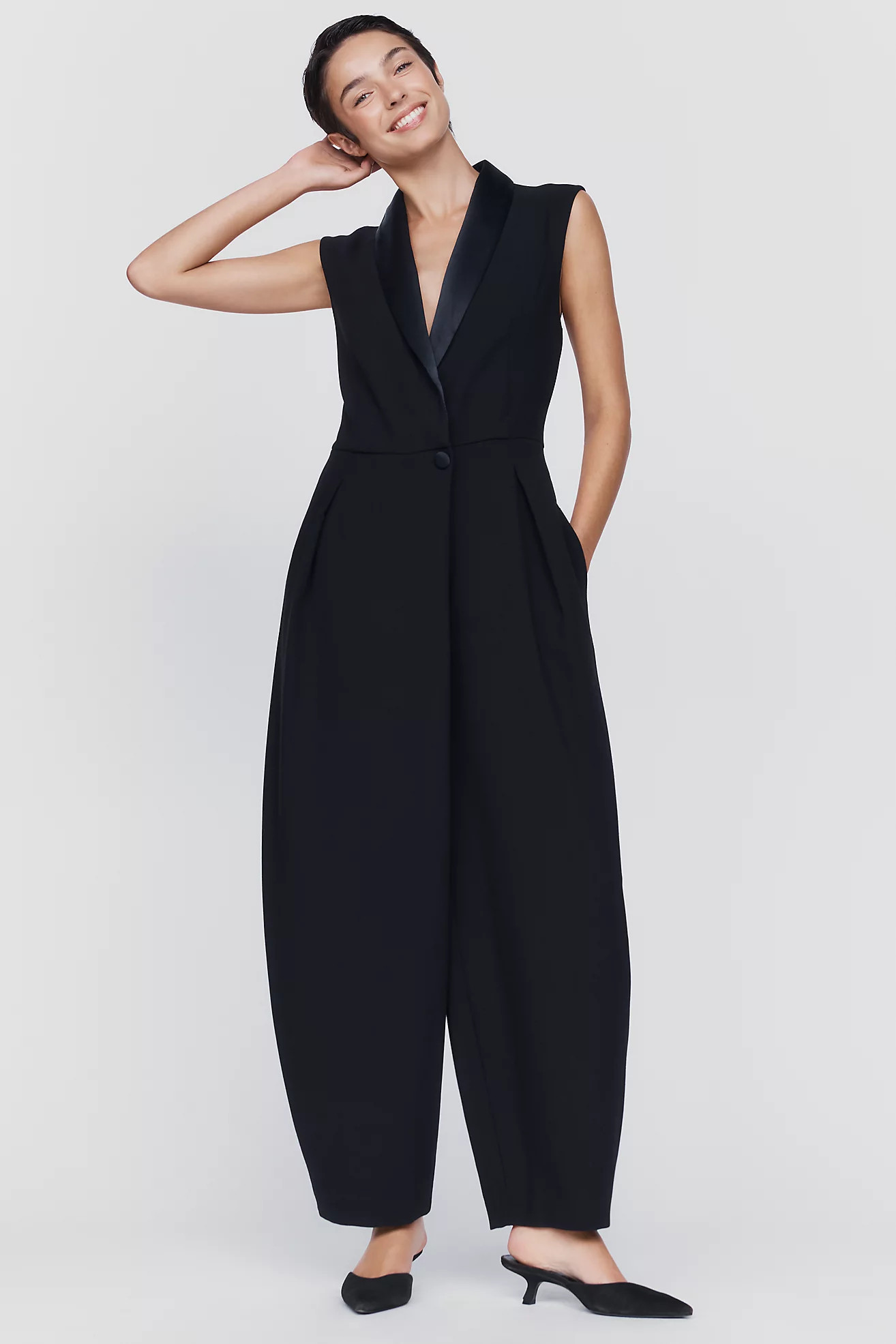 Tux Barrel-Leg Jumpsuit | Anthropologie (US)
