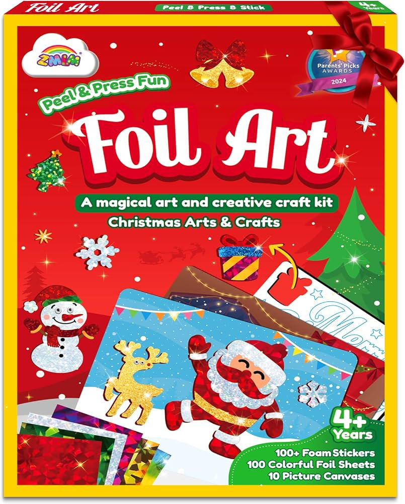 ZMLM Christmas Crafts Gifts for Kids: Foil Art Christmas Holiday Crafts for Kids Stocking Stuffer... | Amazon (US)