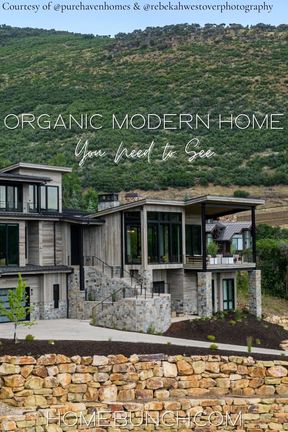 Organic Modern Home 

This Organic Modern home feels like a retreat the moment you see it 🤍

The mix of stone, wood, and expansive glass creates a look that feels both grounded and elevated—perfectly designed to embrace the views.

Shop similar exterior-inspired details below 👇

Builder: @purehavenhomes 

Photography: @rebekahwestoverphotography.

See the full house tour:
https://www.homebunch.com/utah-organic-modern-home/