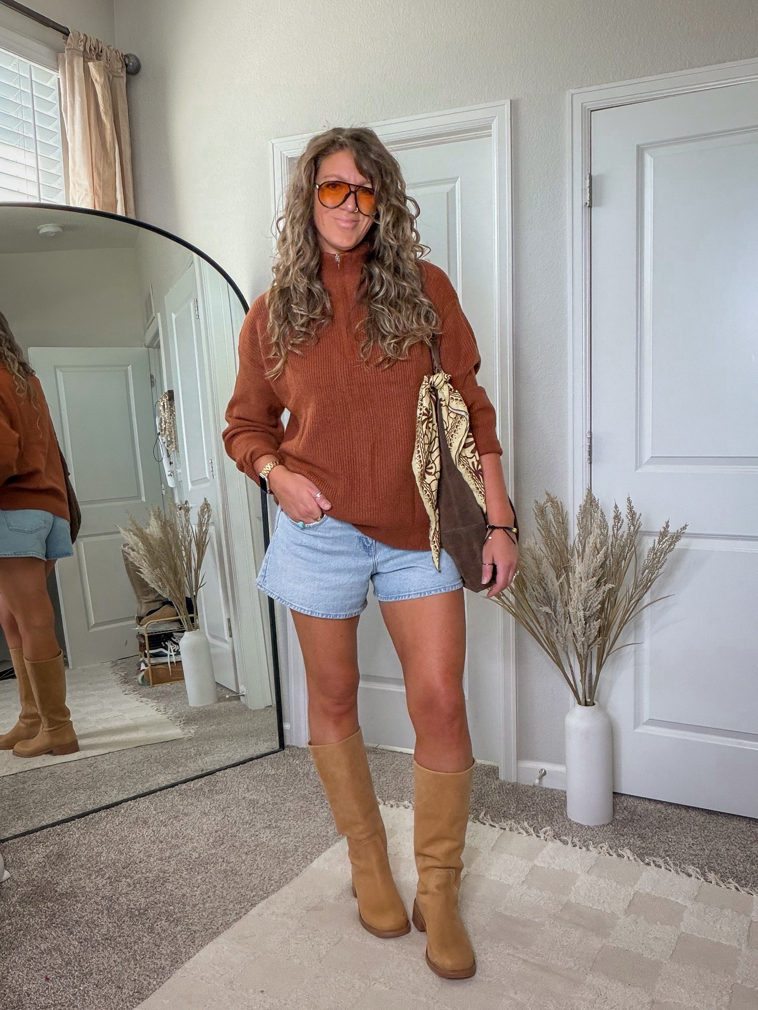 Large sweater, 30 shorts, 11 regular boots

#LTKTall #LTKOver40