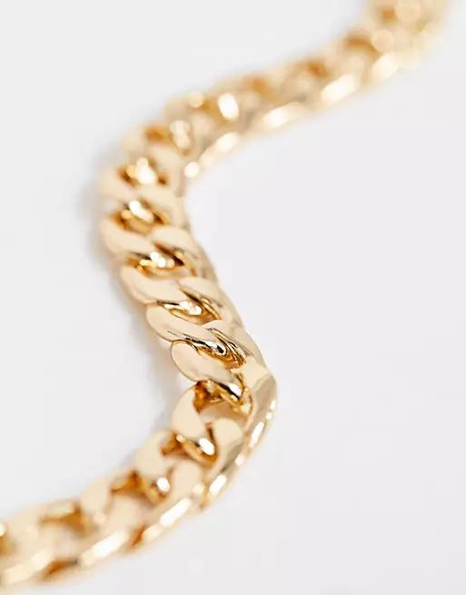 ASOS DESIGN necklace with t bar and curb chain in gold tone | ASOS (Global)
