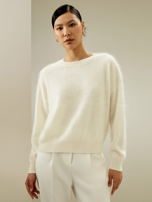 Relaxed Drop-Shoulder Cashmere Sweater | LILYSILK