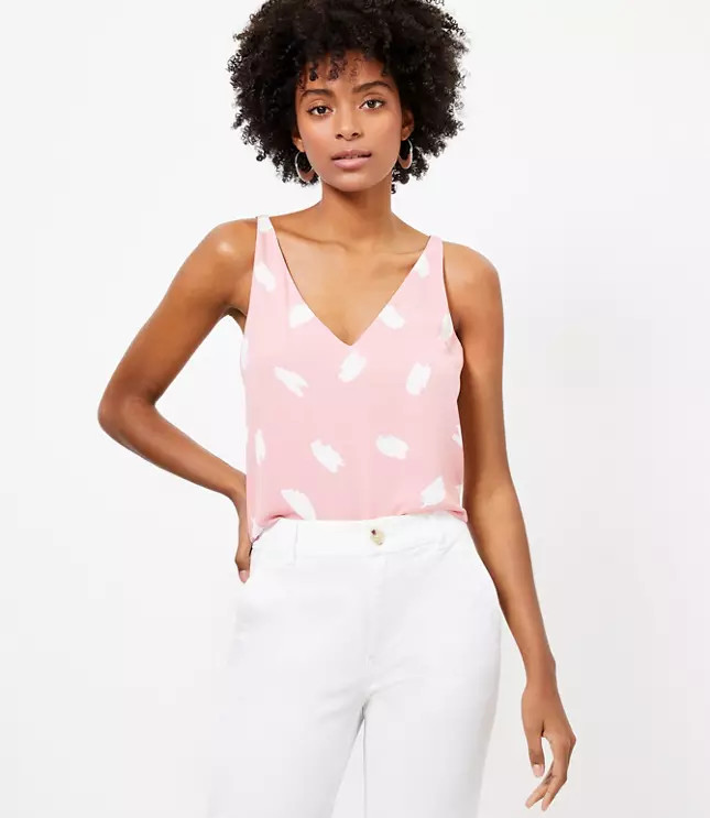 Brushstroke V-Neck Shell | LOFT