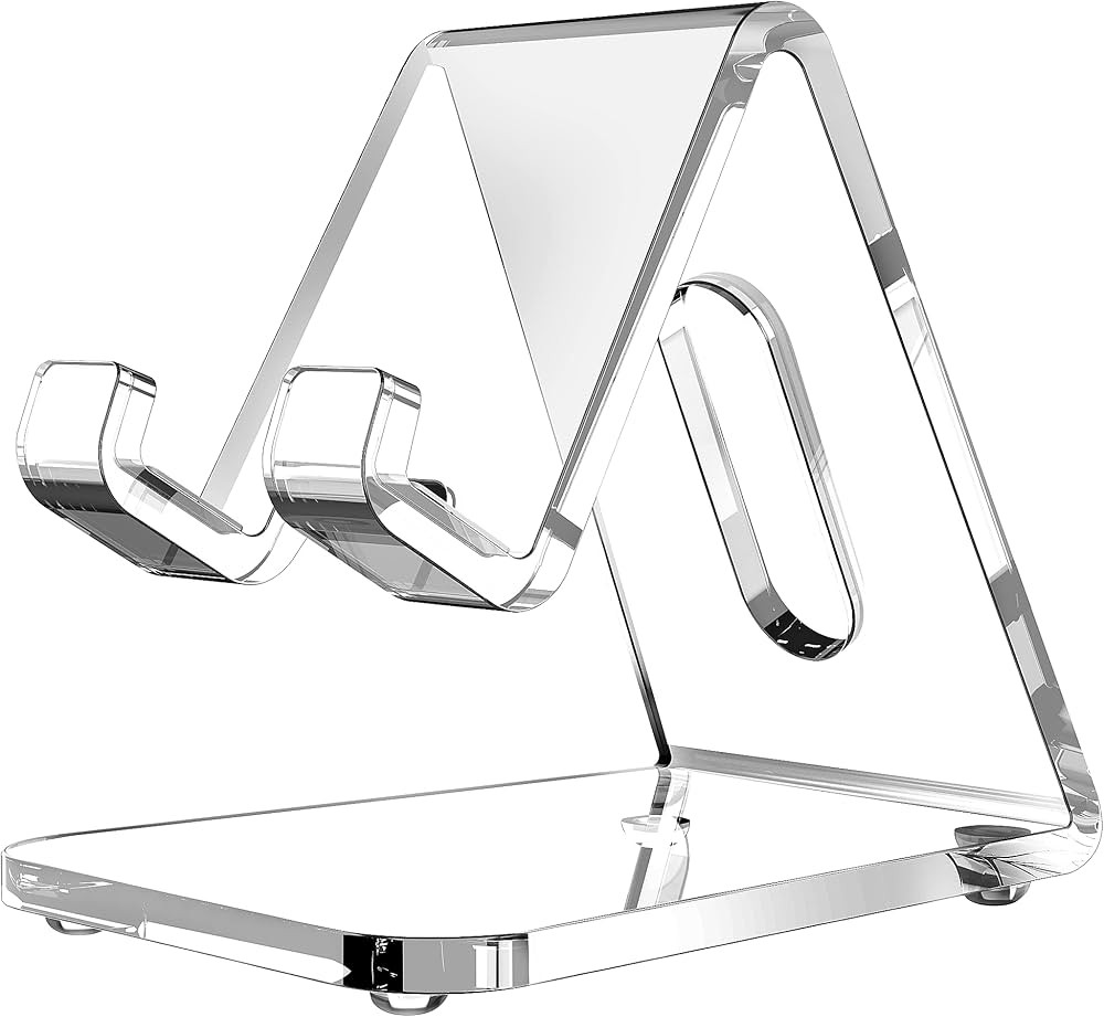 CreaDream Acrylic Cell Phone Stand, 5mm Thicker Clear Cell Phone Holder, Transparent Phone Stand ... | Amazon (US)