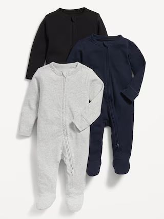 Unisex 3-Pack Sleep & Play 2-Way-Zip Footed One-Piece for Baby | Old Navy (US)