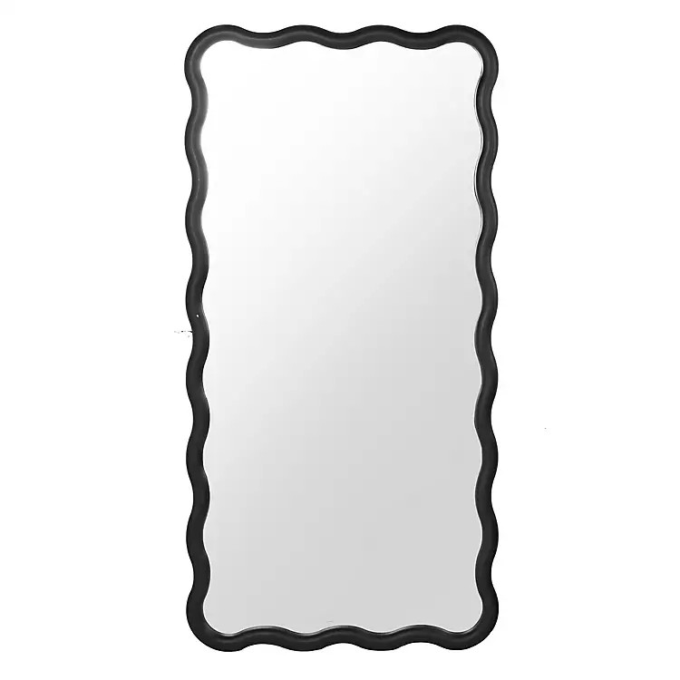 Hannah Black Wavy Leaner Mirror | Kirklands