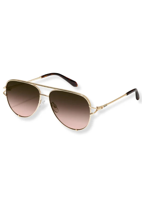 DOORBUSTER QUAY High Key Twist Gold/Brown Rose Sunglasses | The Willow Tree