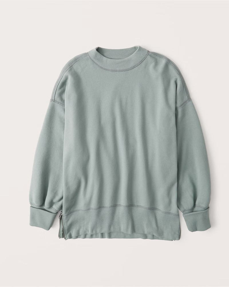 Side-Zip Tunic Crewneck Sweatshirt | Abercrombie & Fitch (US)