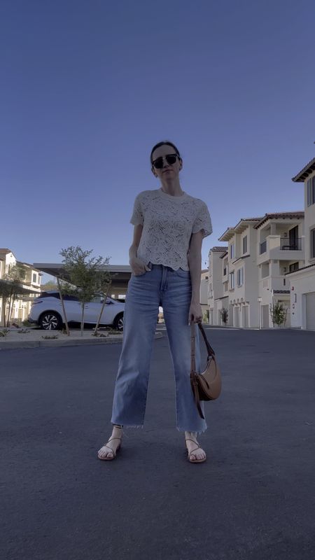This outfit on repeat but in video form 🤗 love this lace top for spring/summer! Wearing an XS and a 24 in the jeans 

#LTKSeasonal #LTKVideo #LTKxMadewell