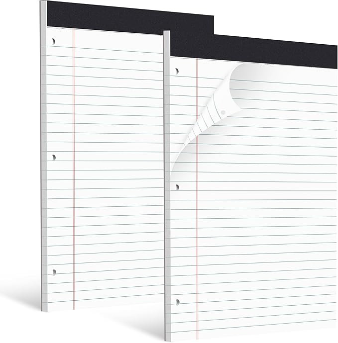 HAUTOCO 2 Pack 8.5 x 11 Legal Pads White Wide Ruled Notepads Perforated Writing Pads, 30 Sheets P... | Amazon (US)
