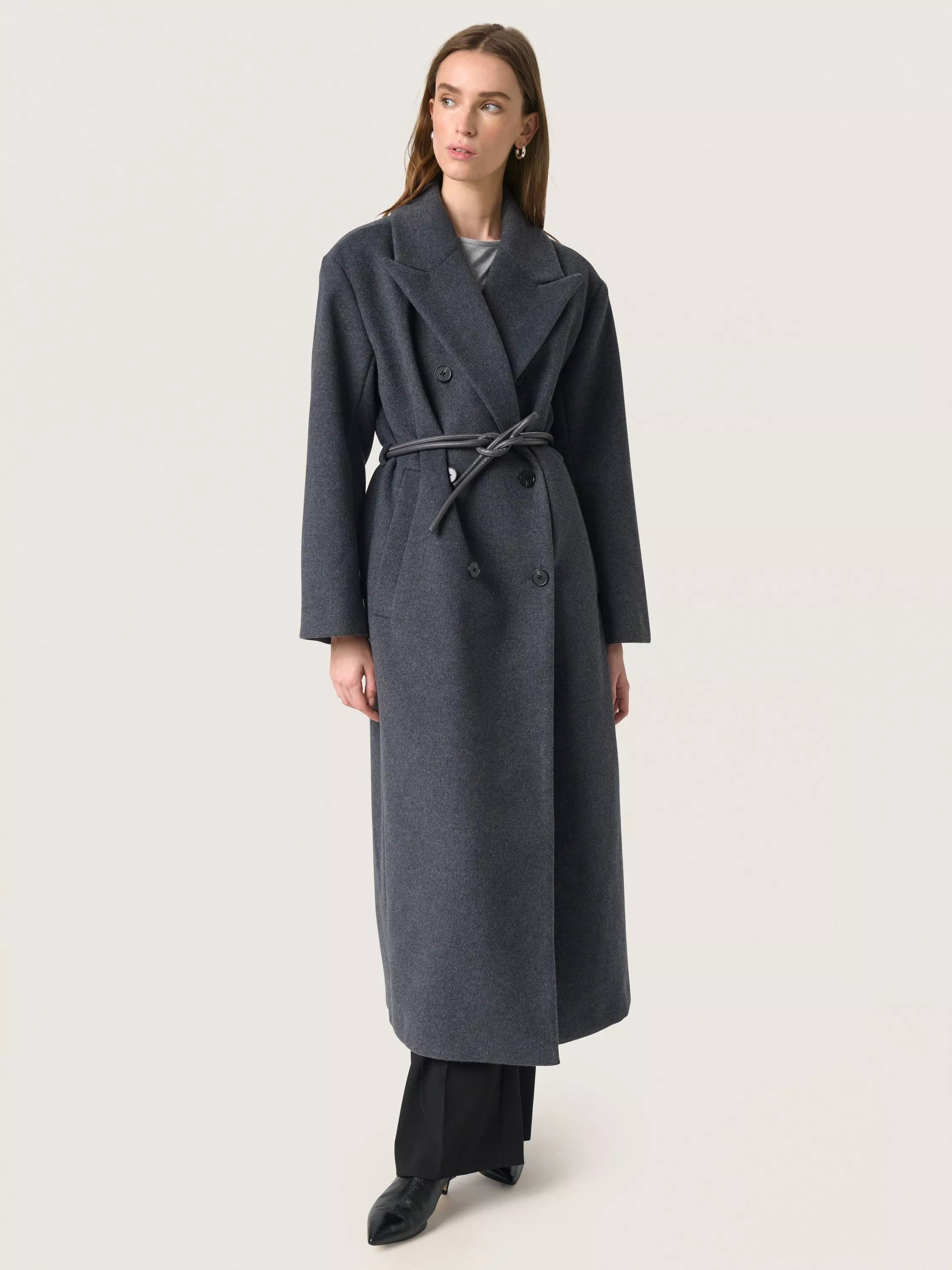 Soaked In Luxury SLMafalda Collared Wool Blend Longline Jacket | John Lewis (UK)