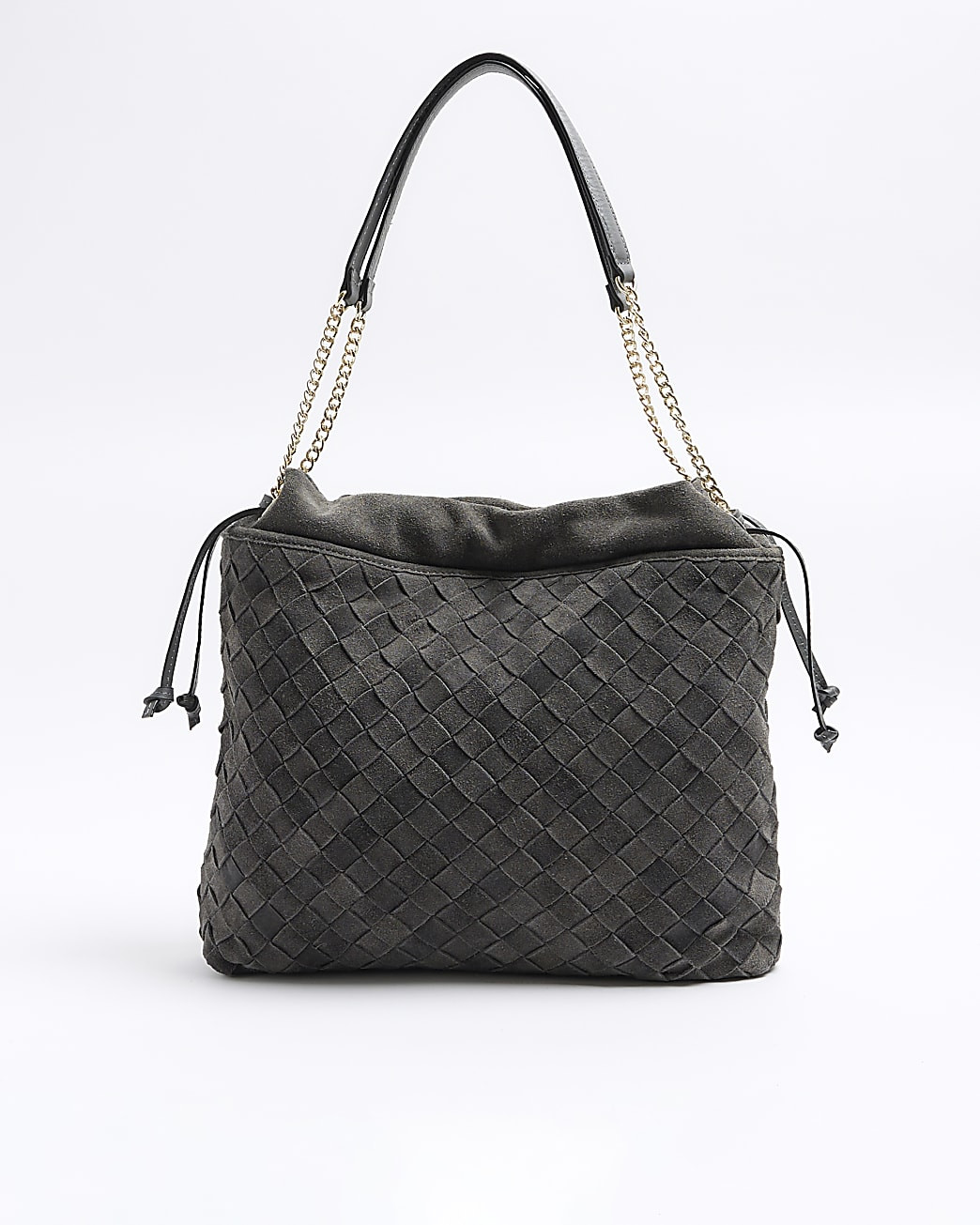 Grey suede weave slouch tote bag | River Island (UK & IE)