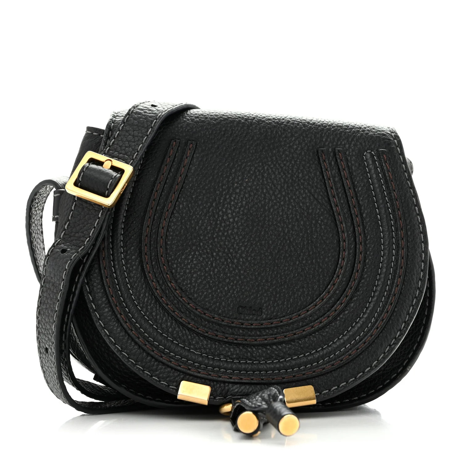 Chloe Grained Calfskin Small Marcie Saddle Bag Black 1961304 | FASHIONPHILE (US)