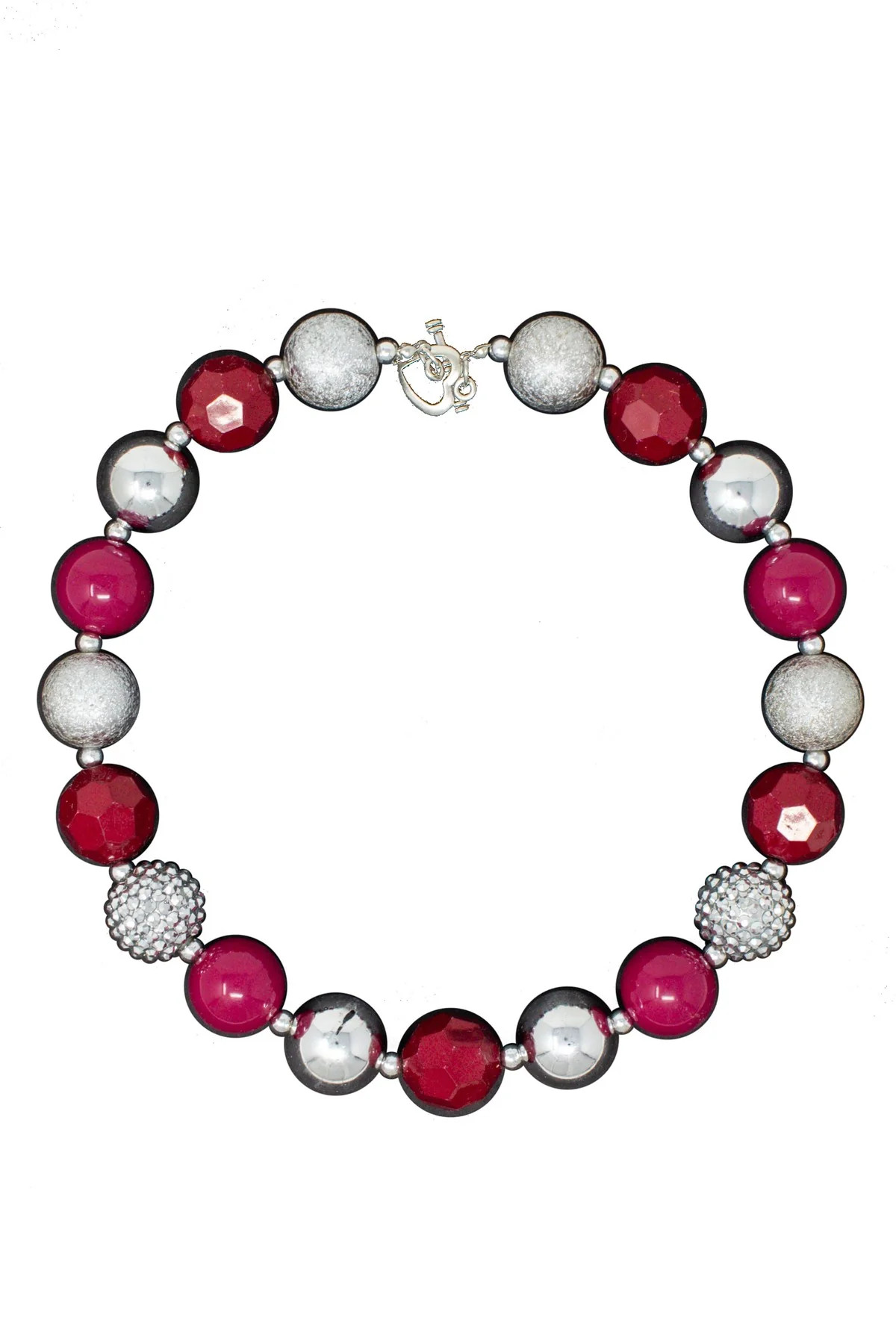 Burgundy & Silver Bubblegum Necklace | Sparkle In Pink
