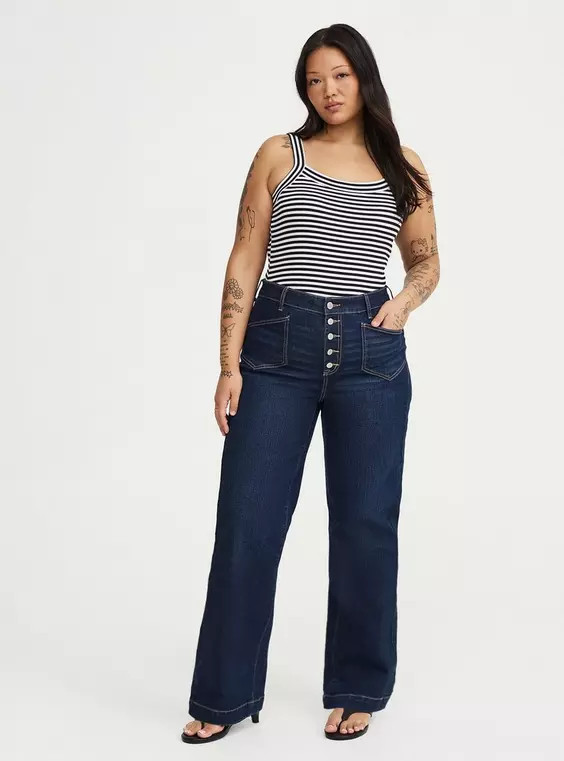 High-Rise Wide-Leg Jeans in Multi in Print | Torrid (US & Canada)