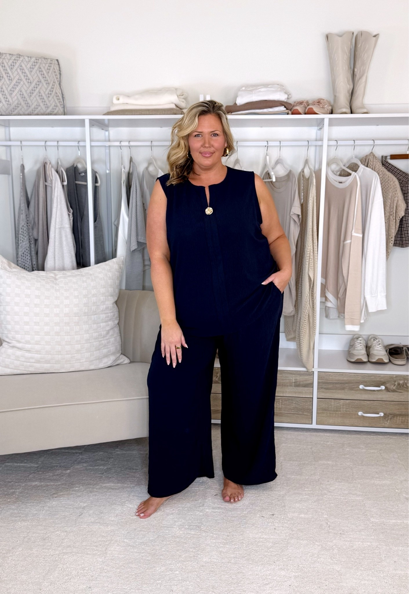 White pants and white tank I sized up to 3X. Black dress sized up to 3X. Black set size up to 3X. Navy pants and tank I sized up to 4X. White eyelet top is 2X. Blue top is 3X. Plus size, Amazon, summer fashion, apron belly, outfit inspo, haul, mom life

#LTKPlusSize #LTKSeasonal #LTKMidsize