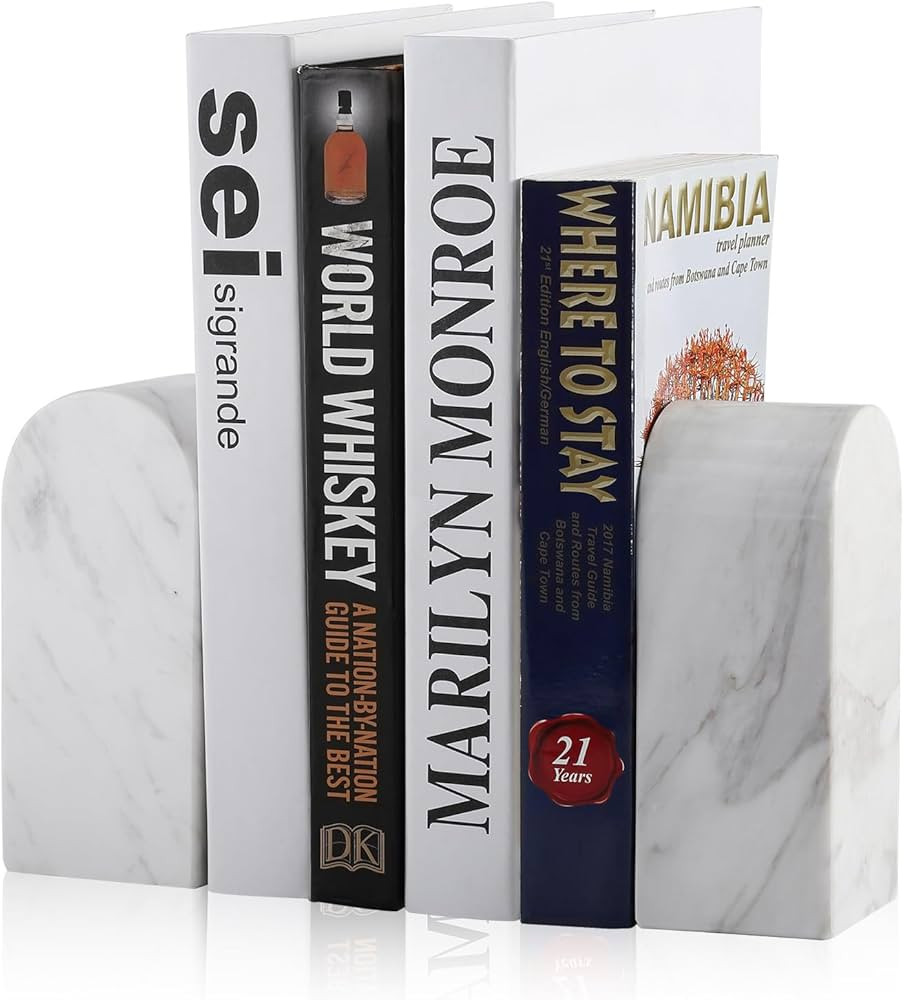 Luxury Greek Marble Bookends for Shelves, Decorative Book Ends, 7lbs Heavy-Duty Marble Book Holde... | Amazon (US)