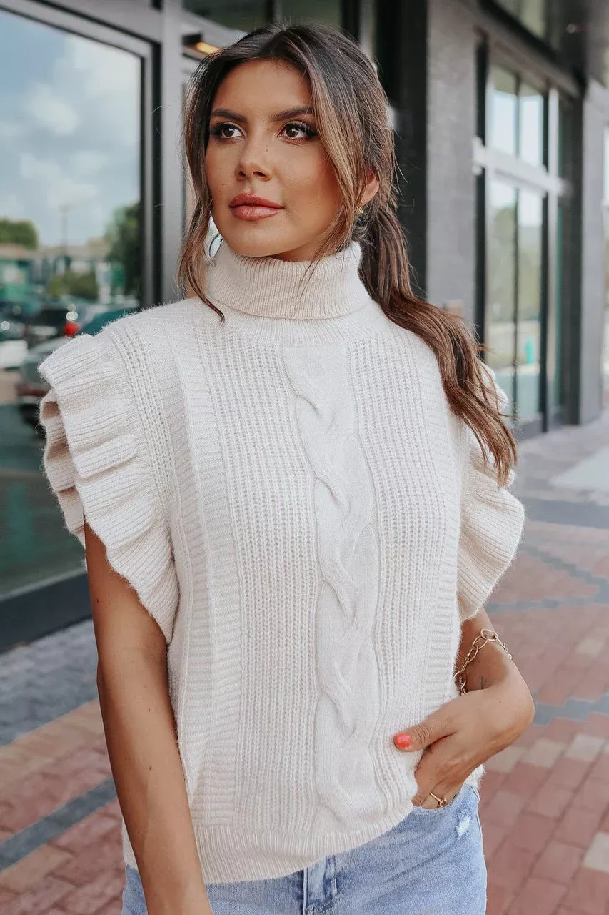 Ruffle 2024 sleeve turtleneck