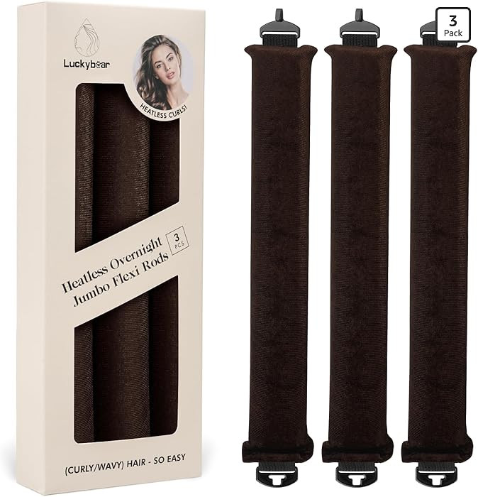 Luckybear Overnight Heatless Hair Curler Jumbo, 3pcs Satin Flexi Rods for All Hair Types, Heatles... | Amazon (US)