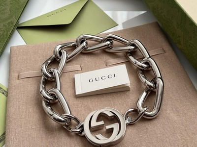 Gucci Necklace Interlocking G Silver Color Metal Logo Chunky Chocker Heavy $3500 | eBay US
