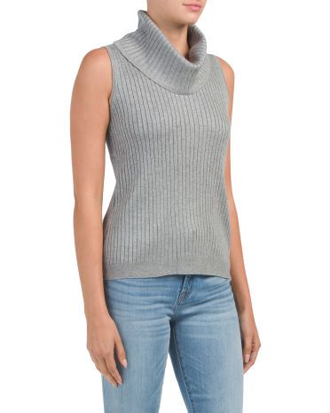 Cowl Neck Ribbed Sleeveless Sweater | TJ Maxx