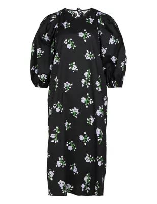 Online only     OBJECT  Pure Cotton Floral Midaxi Waisted Dress  Product code: T824717 | Marks & Spencer (UK)