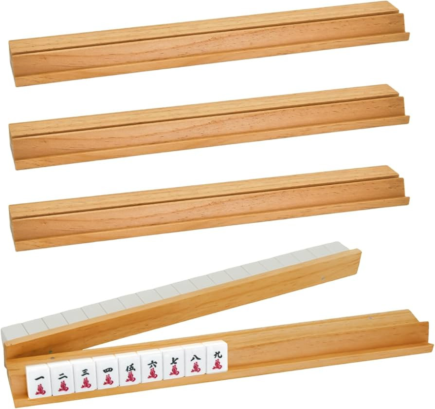 4PCS Wooden Mahjong Racks with Magnetic Pushers, 17.4 in Natural Wood American Mahjong Tile Rack ... | Amazon (US)