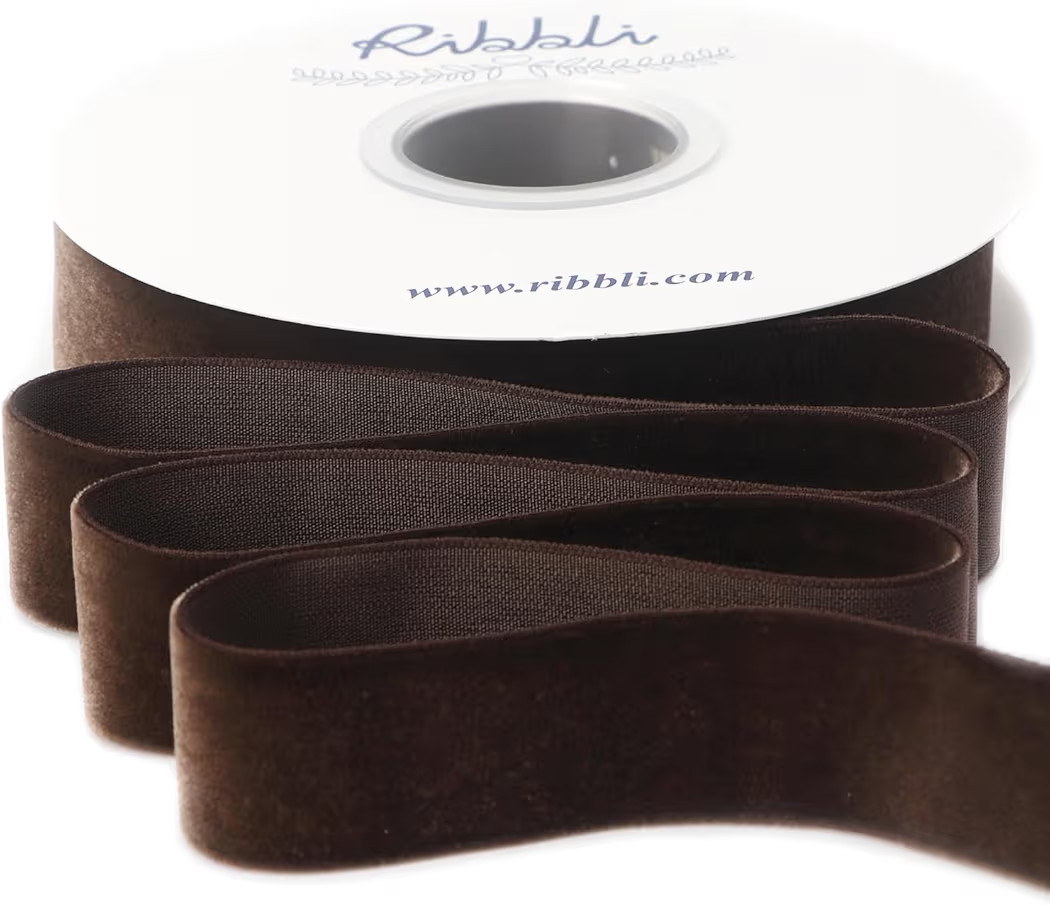 Ribbli Cinta de terciopelo marrón de 1 pulgada continua de 10 yardas para envolver regalos, manu... | Amazon (US)