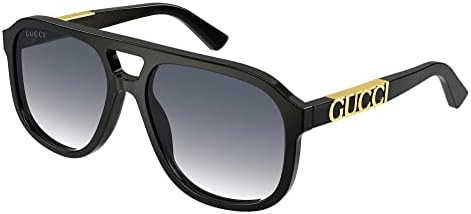 Gucci Sunglasses Aviator Full Rim, Black Frame and Grey Gradient Lens GG1188S002 | Amazon (US)