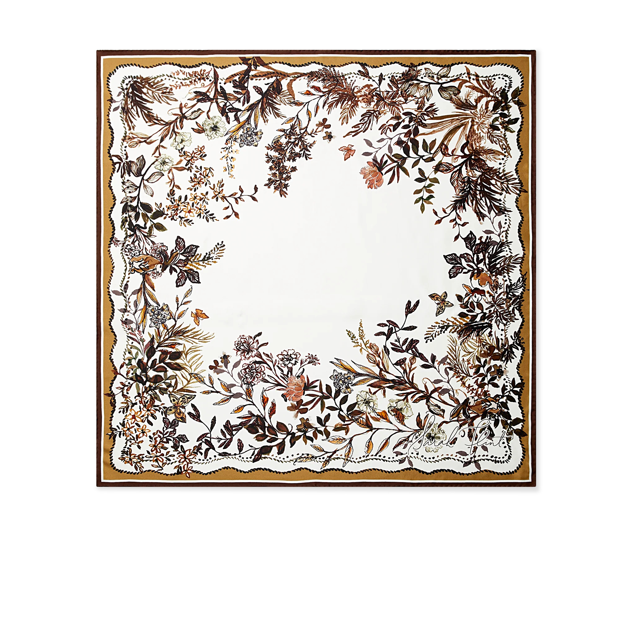 Hidden Garden Scarf 90 | Chestnut Silk | Sarah Flint | Sarah Flint