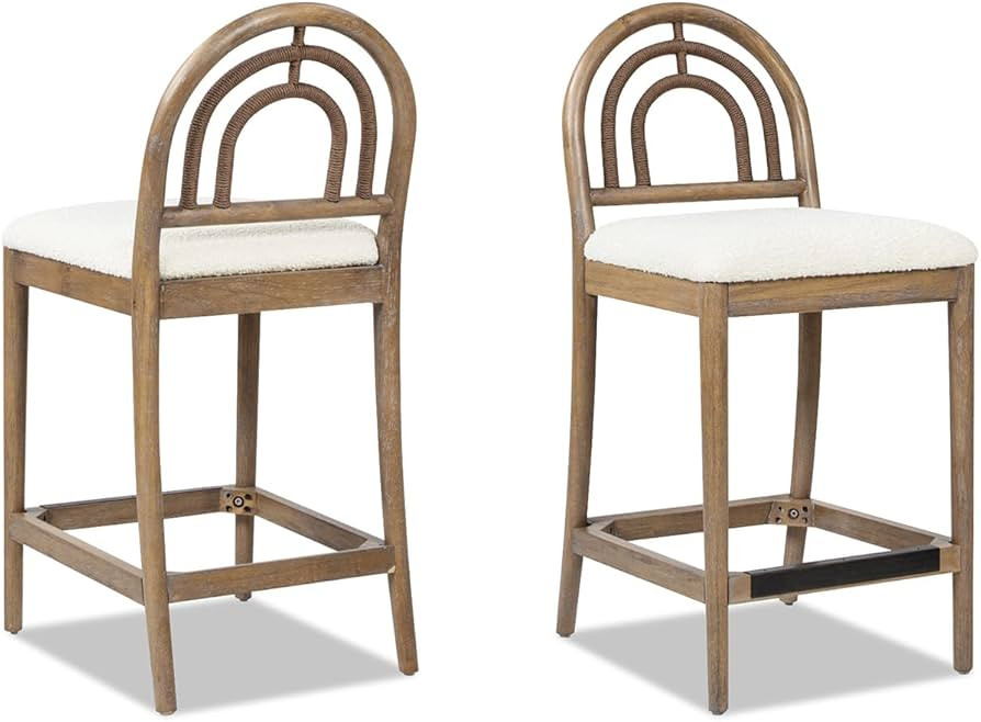 Jennifer Taylor Home Leon 27" Arched Back Wood & Upholstered Set of 2 Counter Stools | Amazon (US)