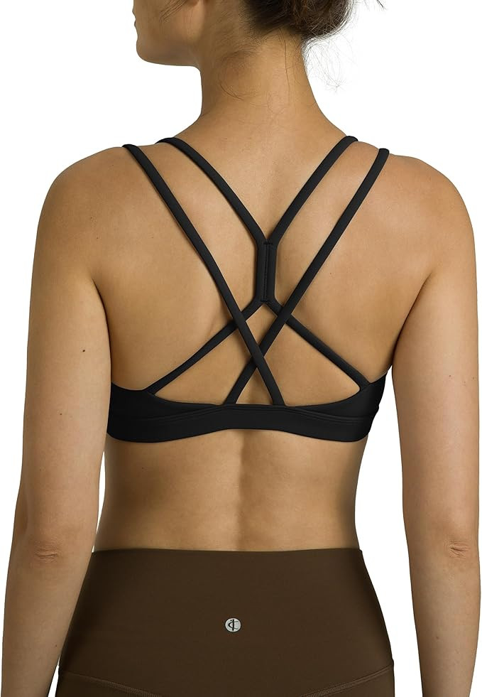 Colorfulkoala Women's Dreamlux Strappy Sports Bra Crisscross Back Yoga Tops with Molded Foam Cups | Amazon (US)