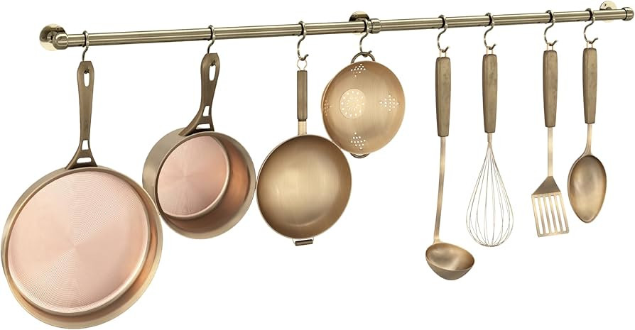 ROTHLEY Hanging Pot Rack Hanger: 39.4 Inch Stainless Steel Pot and Pan Hanger Pot Rack Wall Mount... | Amazon (US)