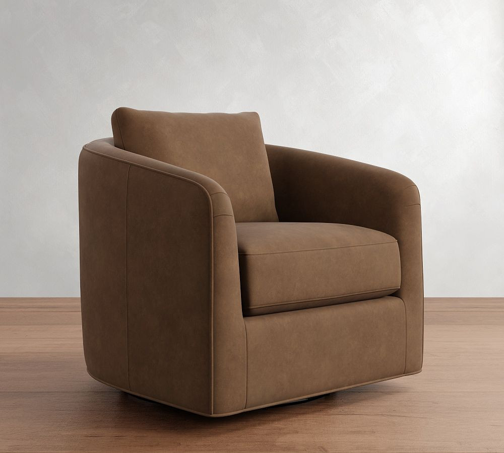 Remmy Leather Swivel Chair | Pottery Barn (US)