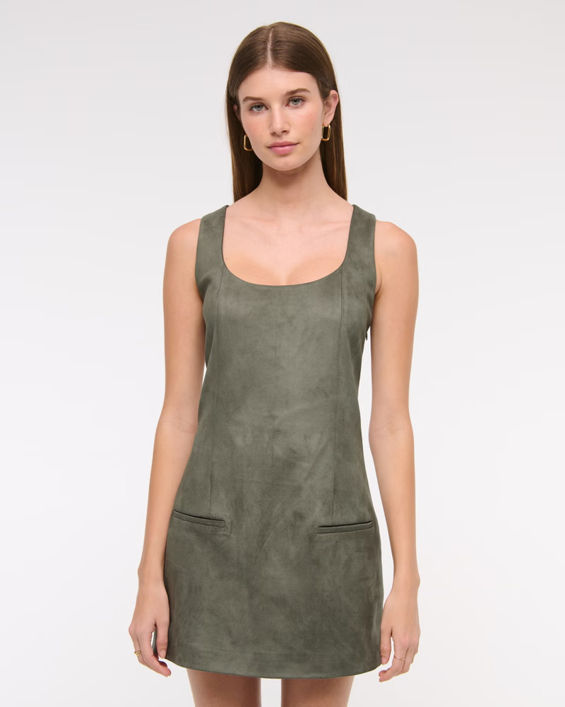 Women's Vegan Suede Pinafore Mini Dress | Women's Clearance | Abercrombie.com | Abercrombie & Fitch (US)