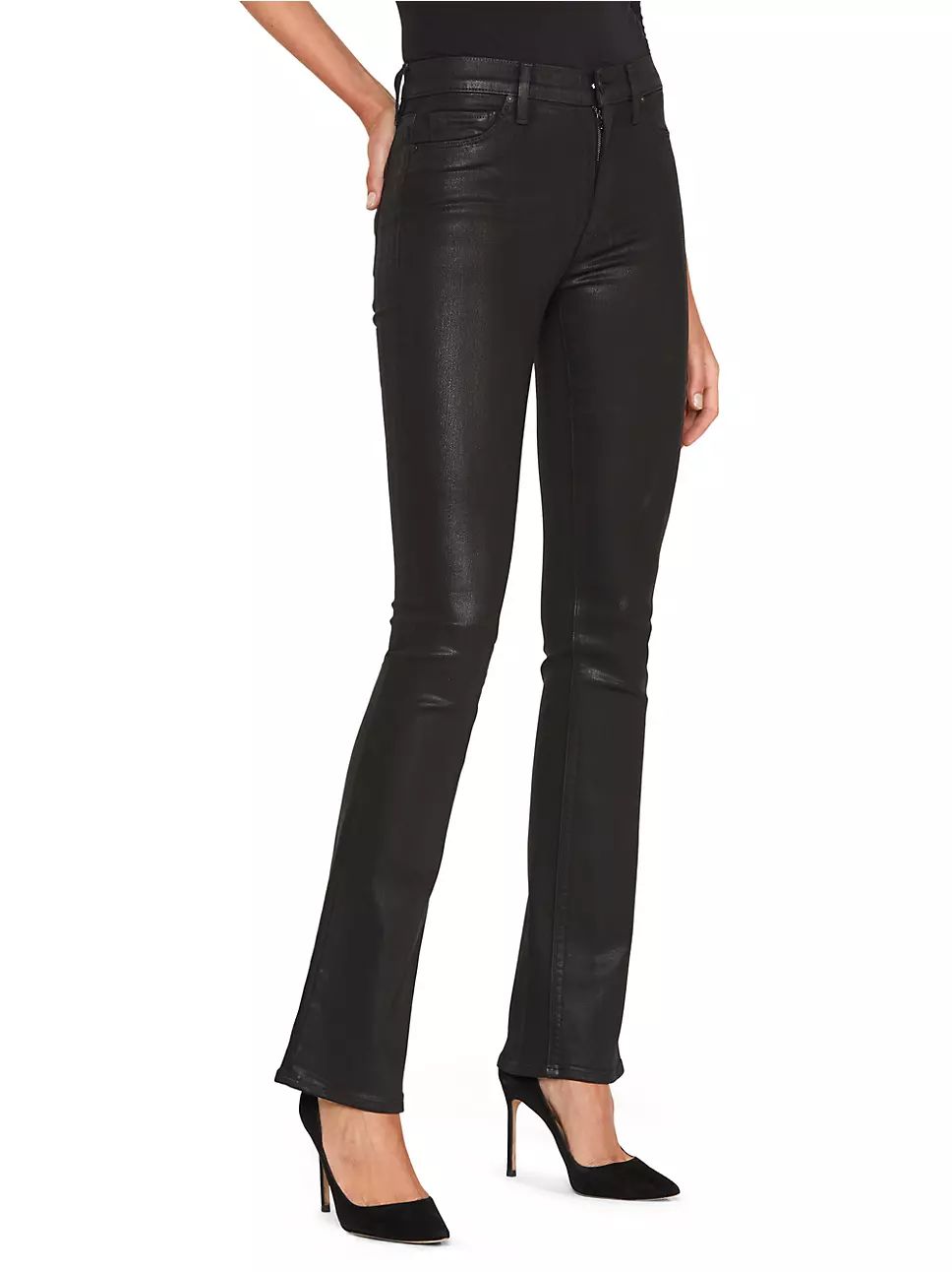 Barbara High-Rise Coated Bootcut Jeans | Saks Fifth Avenue