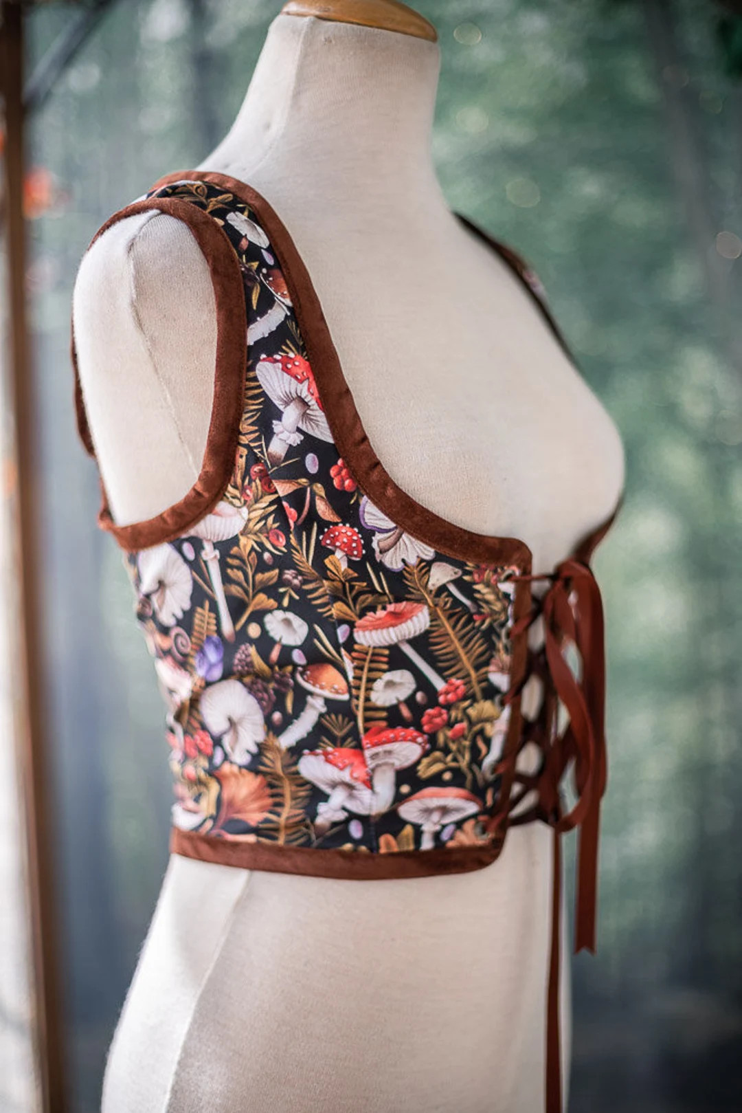 Renaissance Bodice, Mushrooms Corset Cottagecore Style Corset Vest, Wench Regency Fairy Fair - Et... | Etsy (US)