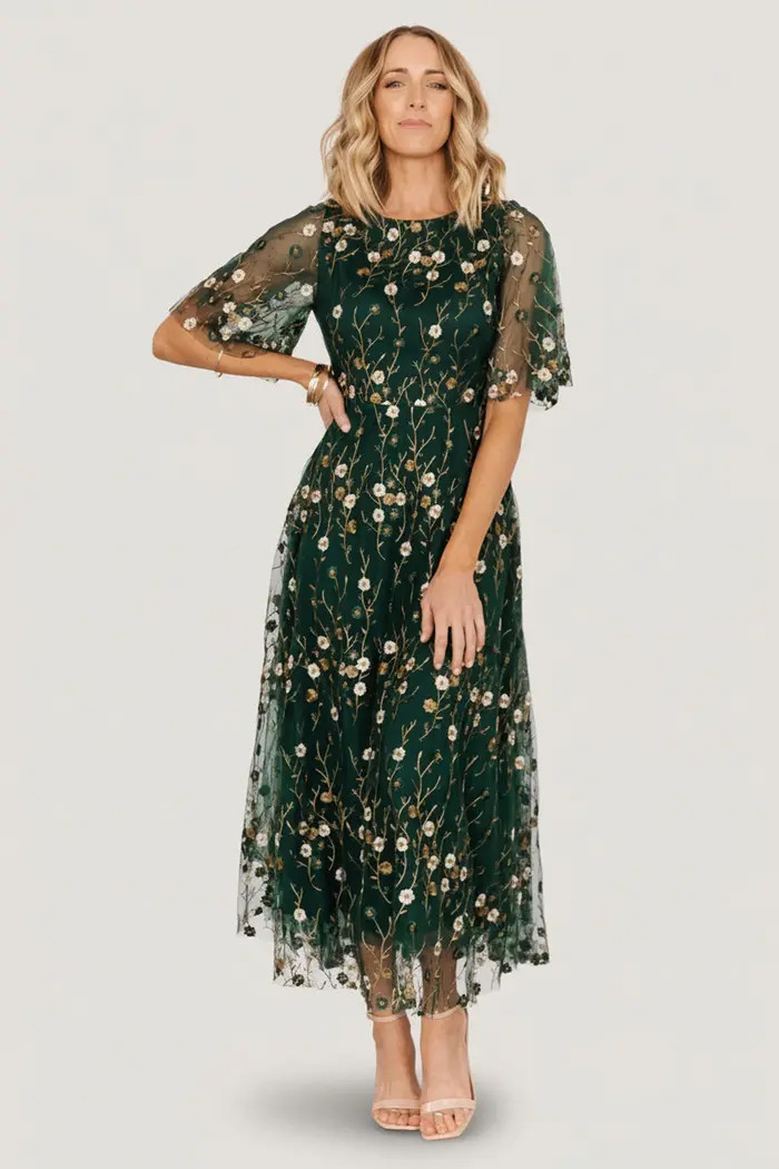 Arabella Embroidered Tulle Maxi Dress | Nordstrom