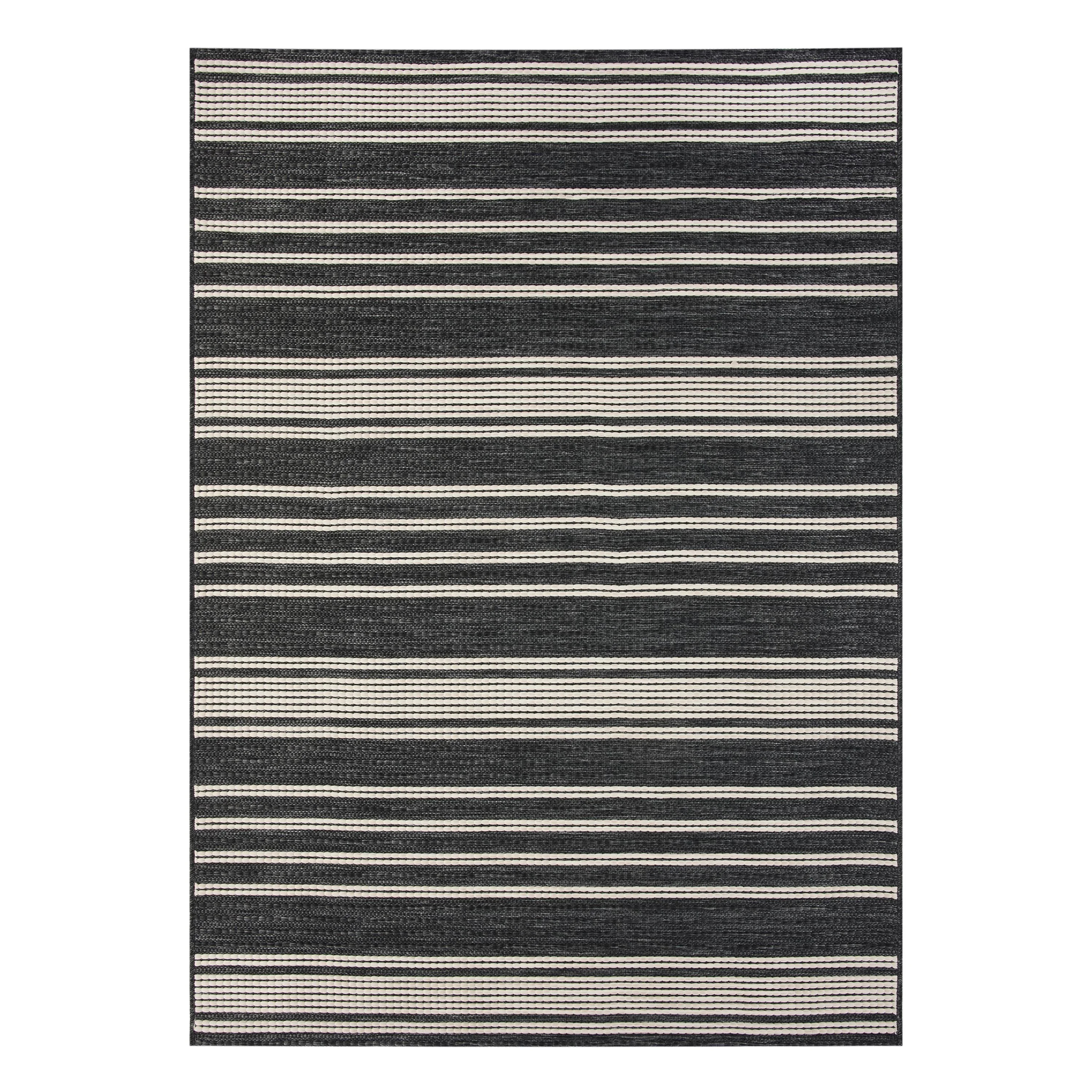 Better Homes & Gardens Black & White Stripe 7' x 10' Outdoor Rug - Polypropylene/Polyester - Walm... | Walmart (US)
